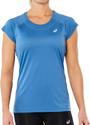 Clothing Asics  women Asics Cap Short Sleeve Womens Running Top - Blue