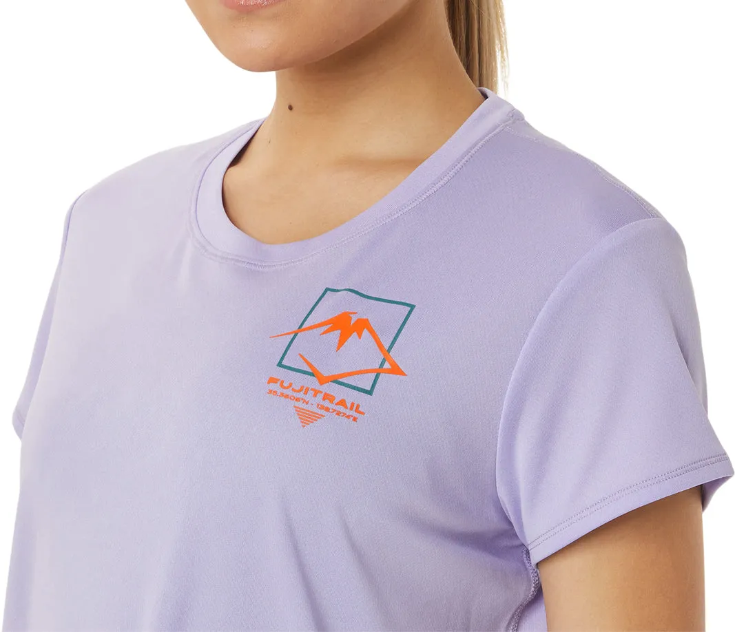Clothing Asics  women Asics FujiTrail Logo Short Sleeve Womens Running Top - Purple