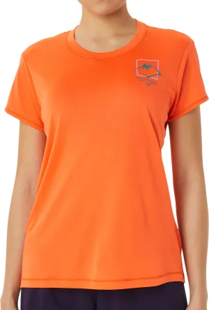 Clothing Asics  women Asics FujiTrail Logo Womens Short Sleeve Running Top - Orange