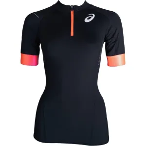 Clothing Asics  women Asics Top Impact Half Zip Short Sleeve Womens Running Top - Black