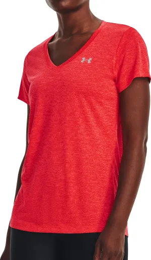 Clothing Under Armour  Women Under Armour Tech Twist V-Neck Short Sleeve Womens Running Top - Red