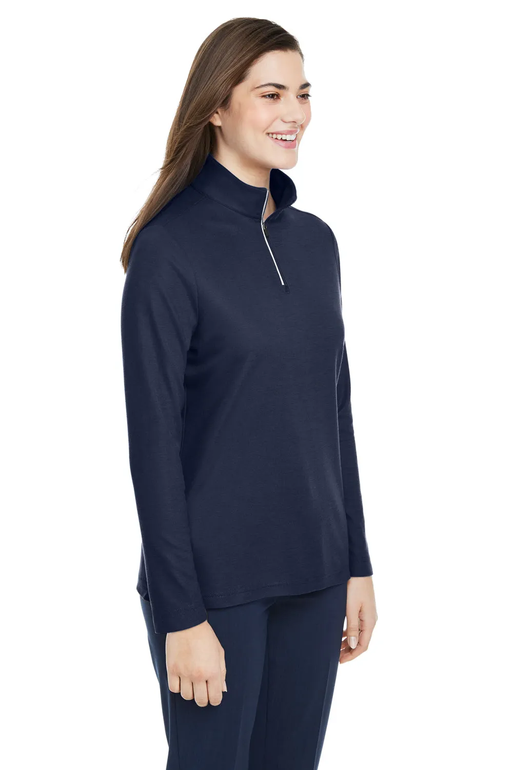 Core 365 Womens Fusion ChromaSoft Performance Moisture Wicking Pique 1/4 Zip Sweatshirt - Classic Navy Blue