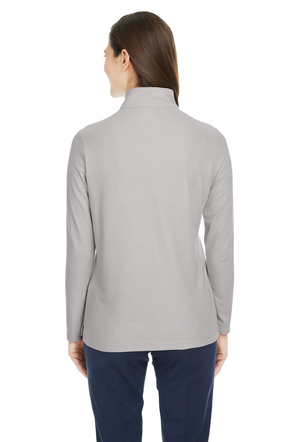 Core 365 Womens Fusion ChromaSoft Performance Moisture Wicking Pique 1/4 Zip Sweatshirt - Platinum Grey