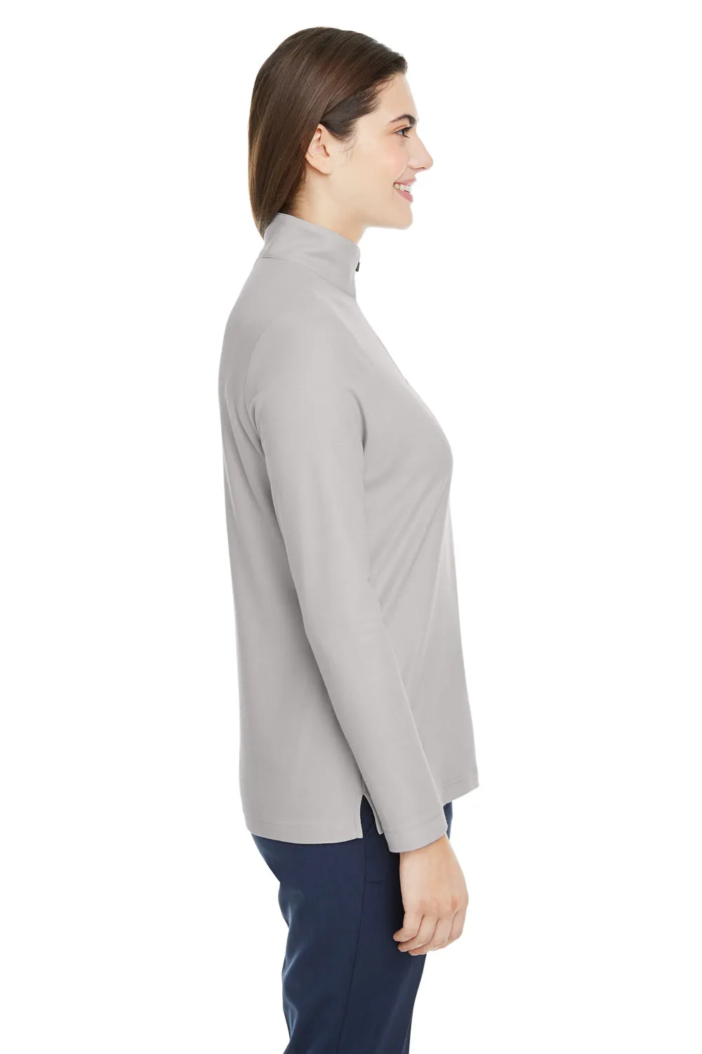Core 365 Womens Fusion ChromaSoft Performance Moisture Wicking Pique 1/4 Zip Sweatshirt - Platinum Grey