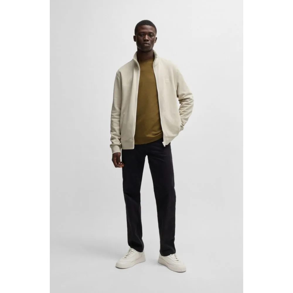 Cotton-terry zip-up jacket with logo badge