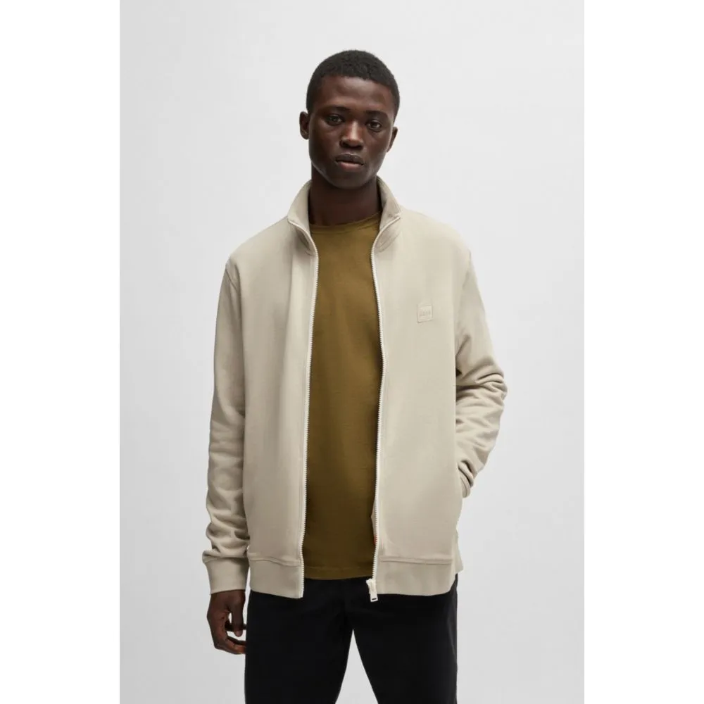 Cotton-terry zip-up jacket with logo badge