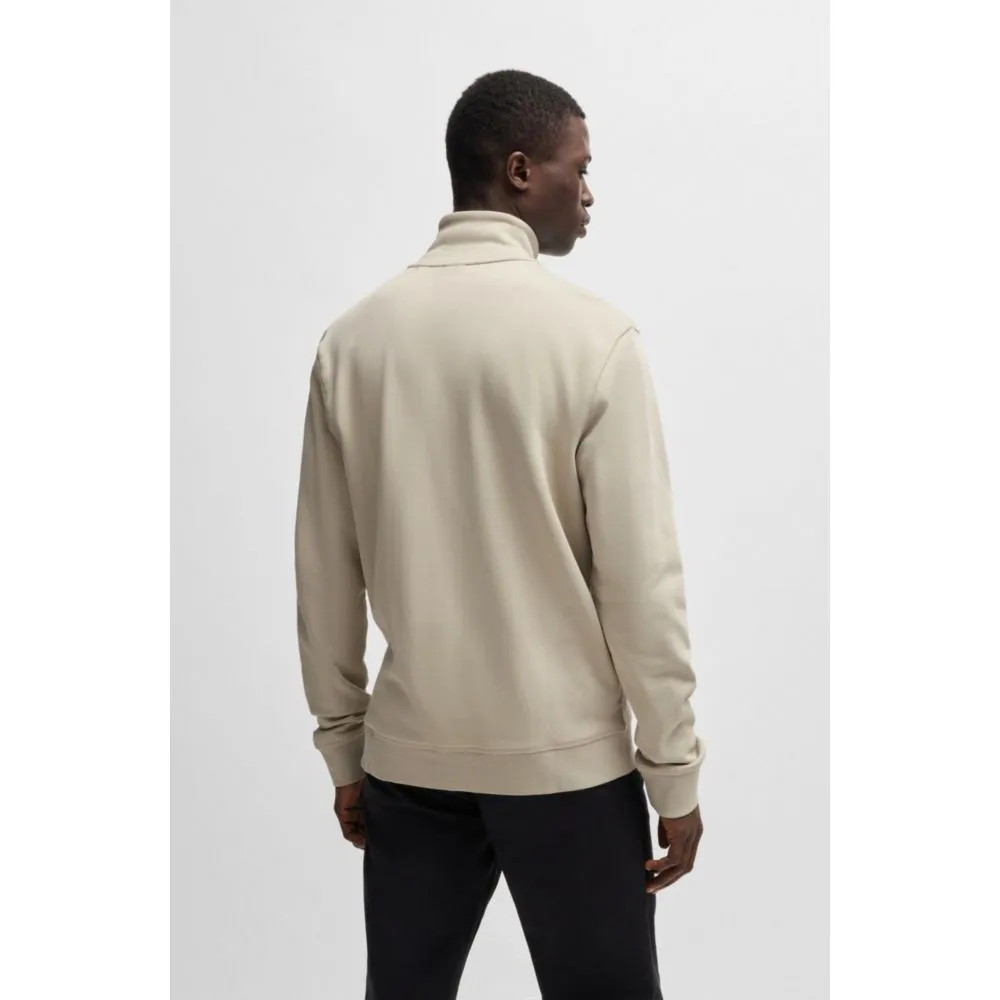 Cotton-terry zip-up jacket with logo badge