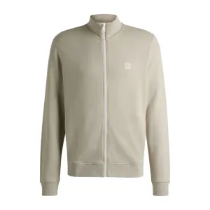 Cotton-terry zip-up jacket with logo badge