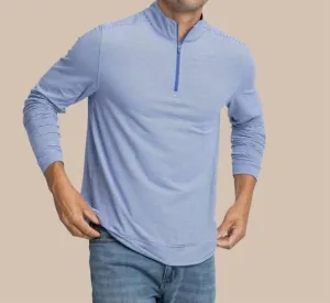 Cruiser Micro-Stripe Heather Quarter Zip In Heather University Blue