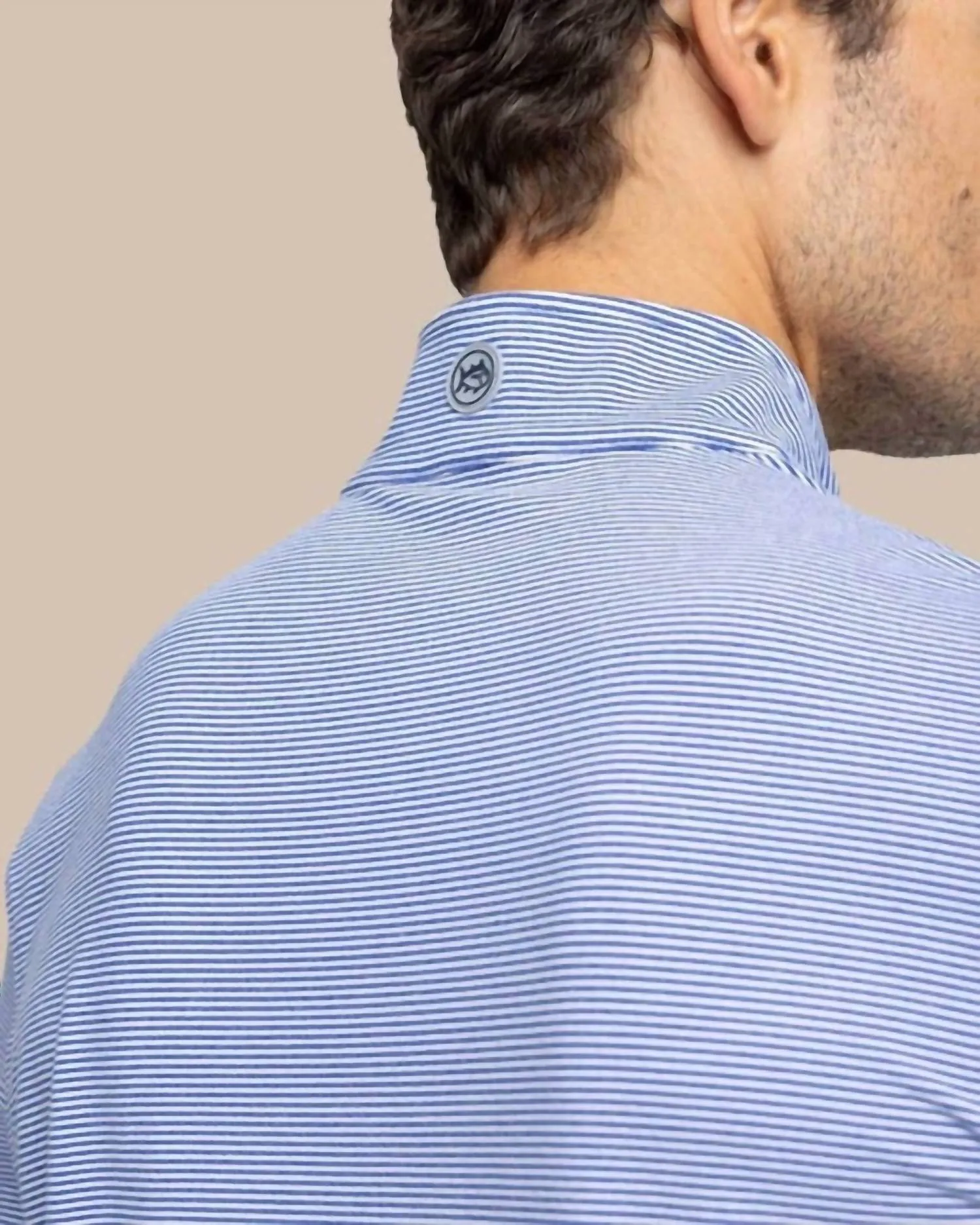 Cruiser Micro-Stripe Heather Quarter Zip In Heather University Blue