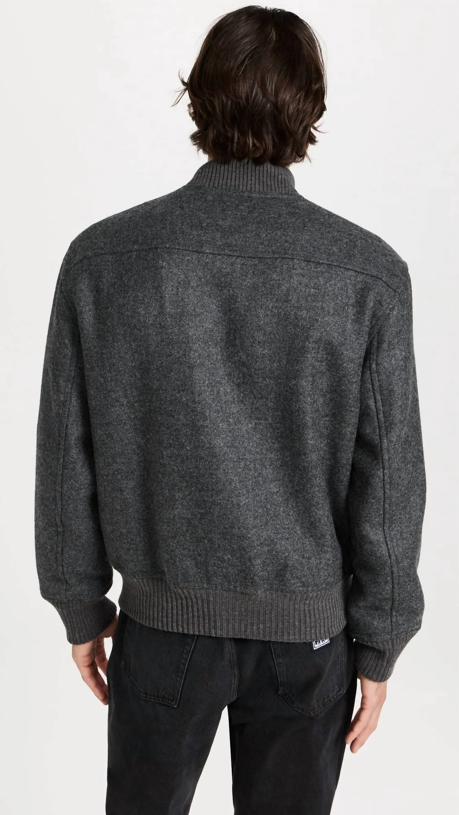 Dean Bomber Jacket In Wool In Charcoal
