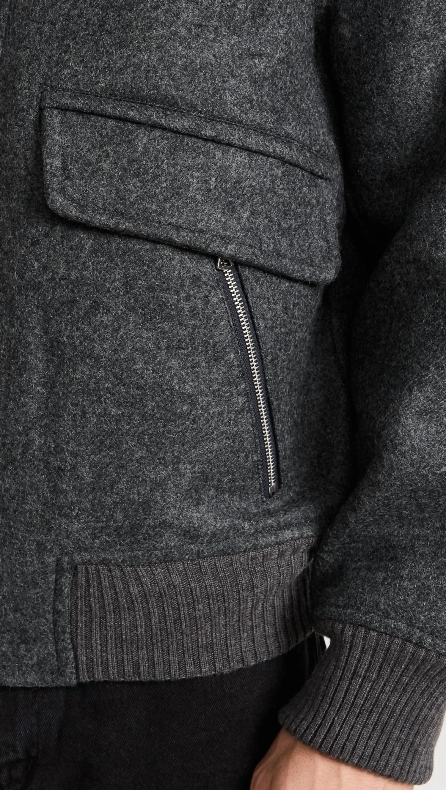 Dean Bomber Jacket In Wool In Charcoal
