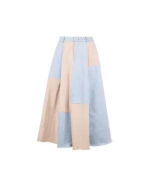 Denim Mix Flare Maxi Skirt Clothing_Atsuro-Tayama