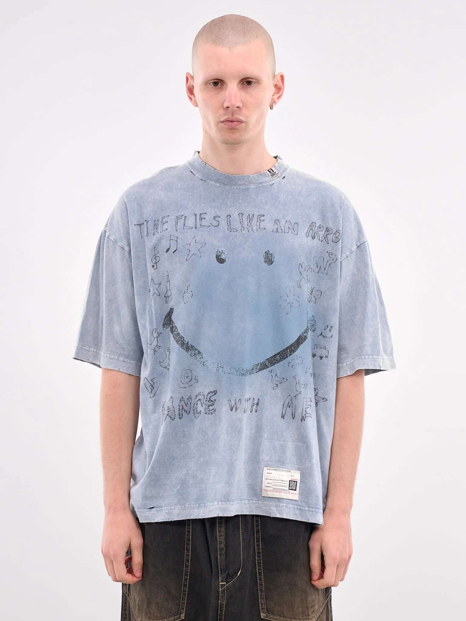 Distressed Scribble Graphic Tee (A14TS622-BLUE)