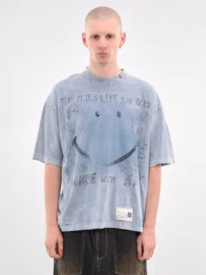 Distressed Scribble Graphic Tee (A14TS622-BLUE)