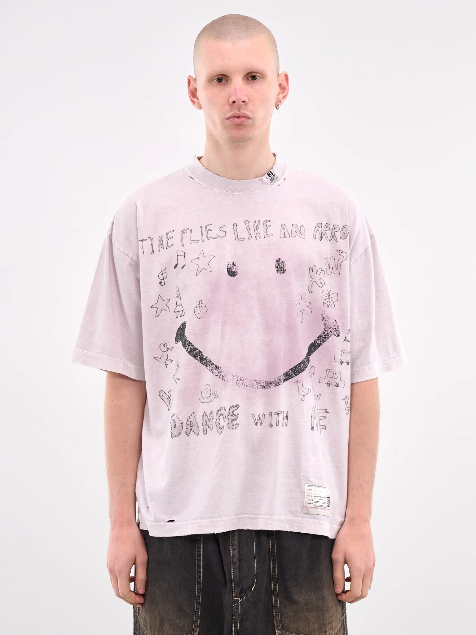 Distressed Scribble Graphic Tee (A14TS622-PINK)