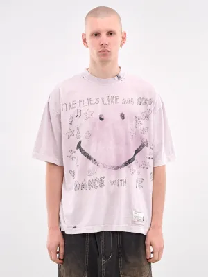 Distressed Scribble Graphic Tee (A14TS622-PINK)