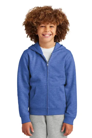 District Youth V.I.T. Fleece Full Zip Hooded Sweatshirt Hoodie w/ Pockets - Royal Blue Frost