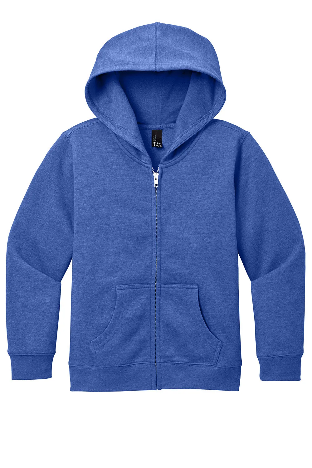 District Youth V.I.T. Fleece Full Zip Hooded Sweatshirt Hoodie w/ Pockets - Royal Blue Frost