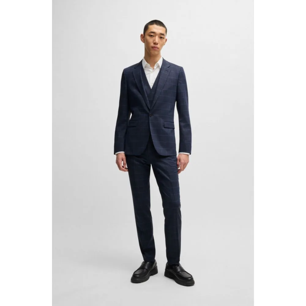 Extra-slim-fit suit in checked performance-stretch cloth