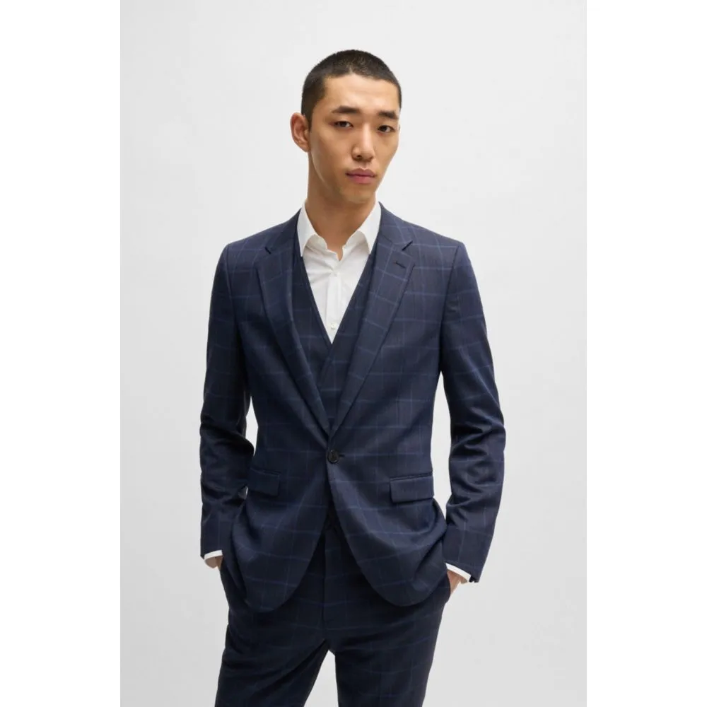 Extra-slim-fit suit in checked performance-stretch cloth