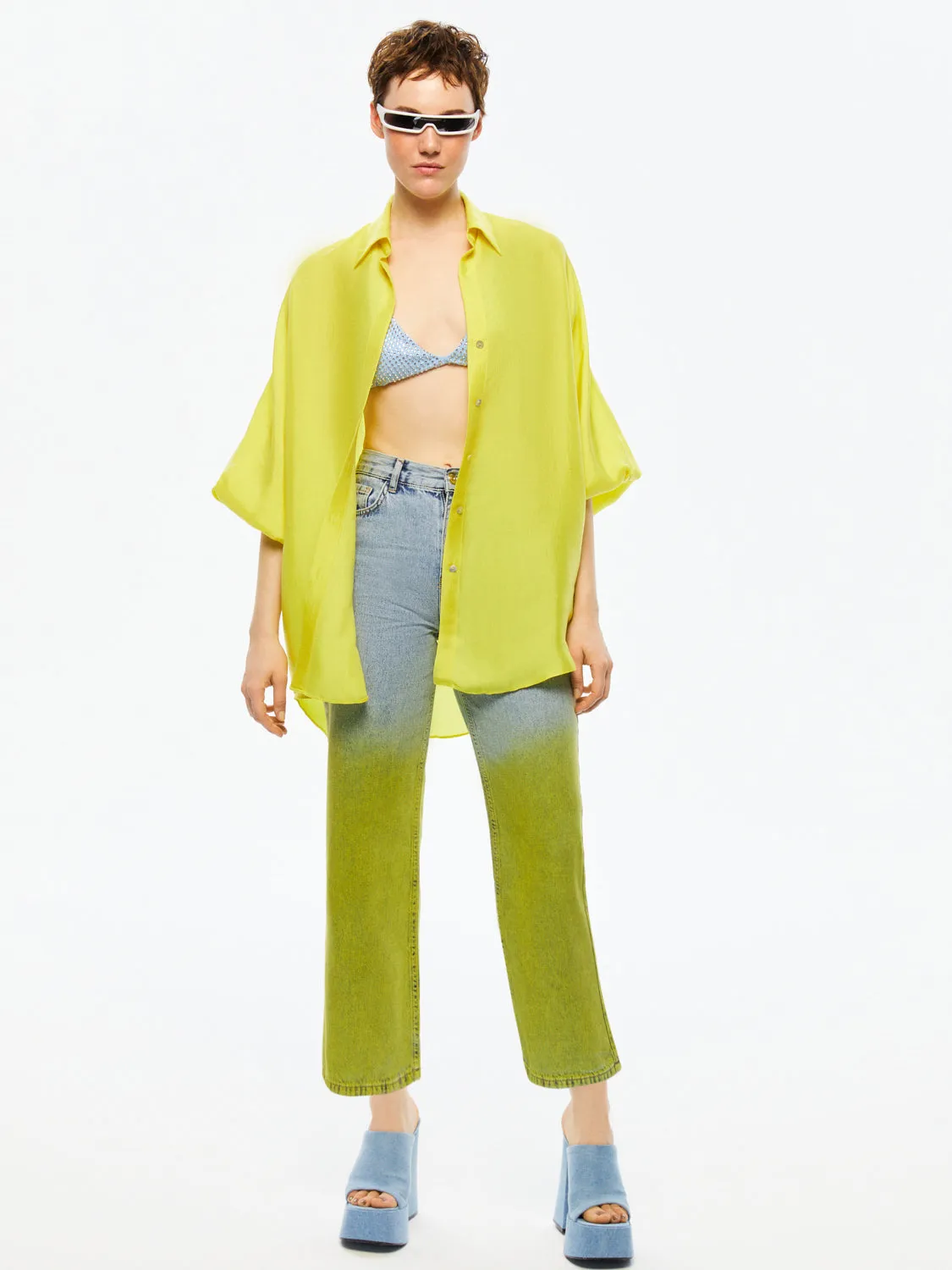 Faded Wide-Leg Jeans