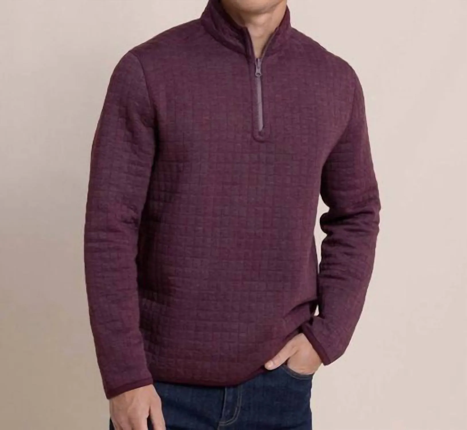 Fairwood Reversible Quarter Zip In Merlot