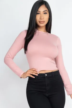 FASHNZFAB Women's Mock Neck Solid Long Sleeve Top