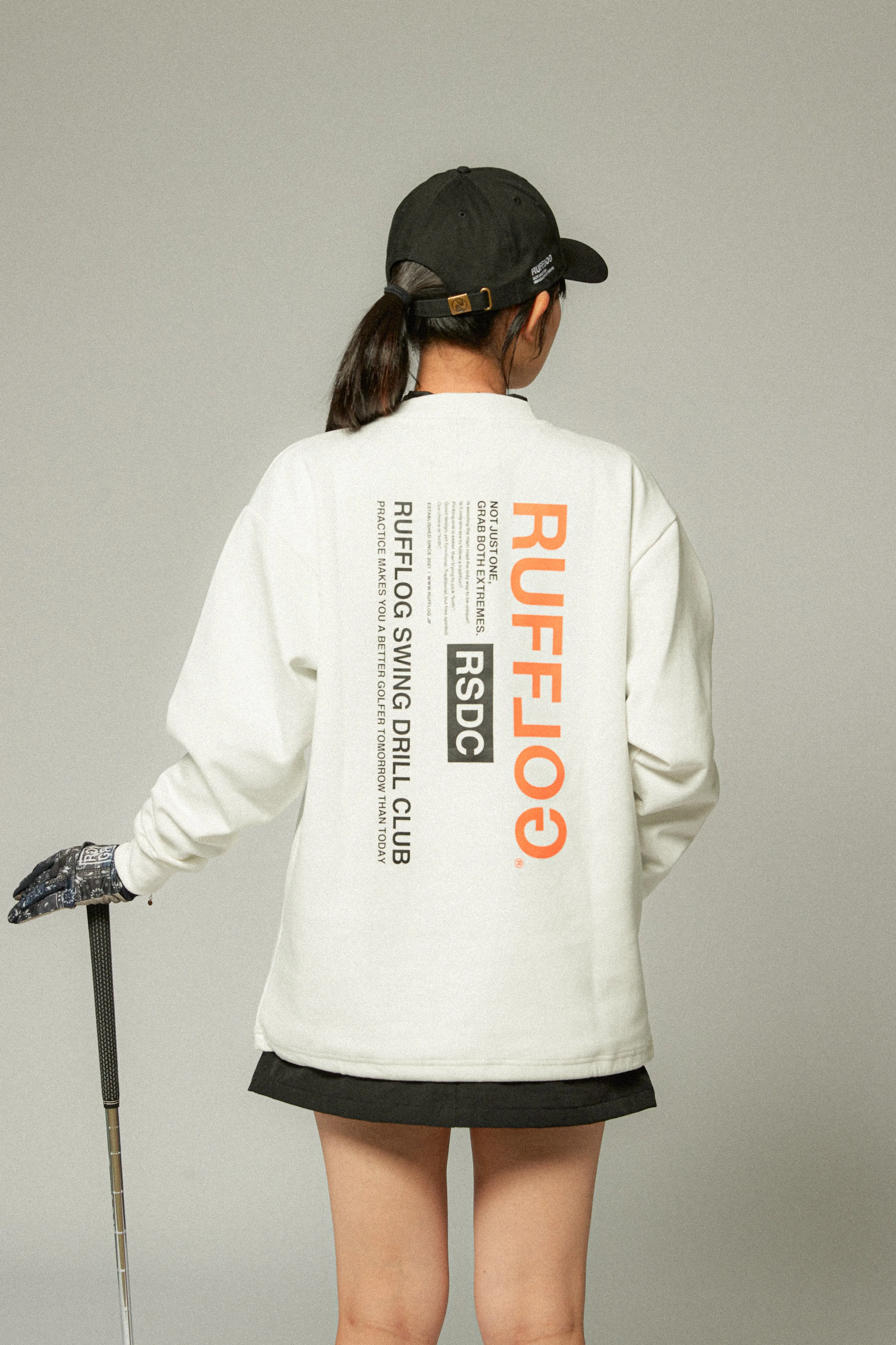 FRONT ZIP PK RUFFLOG CREW SWEAT WHITE