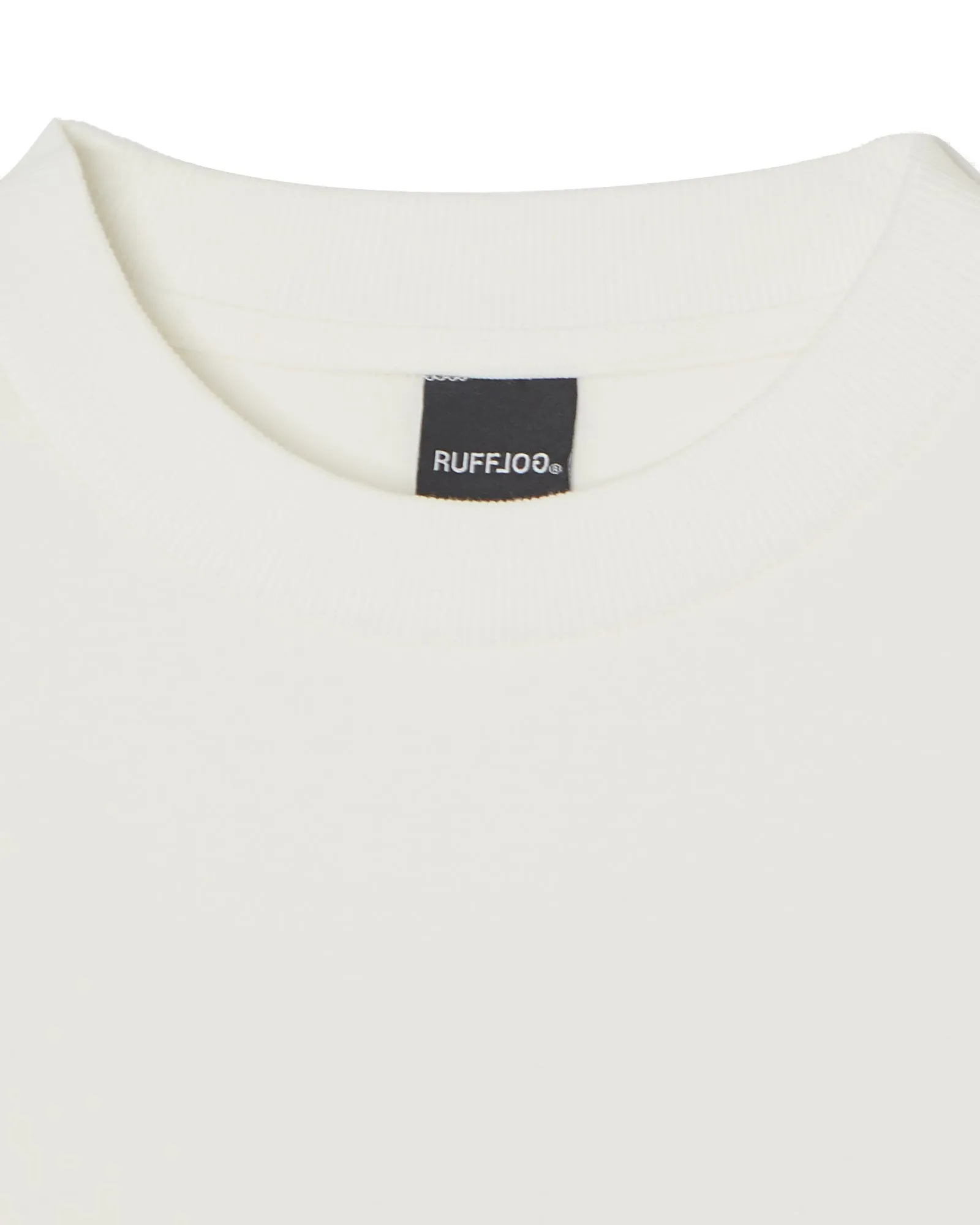 FRONT ZIP PK RUFFLOG CREW SWEAT WHITE