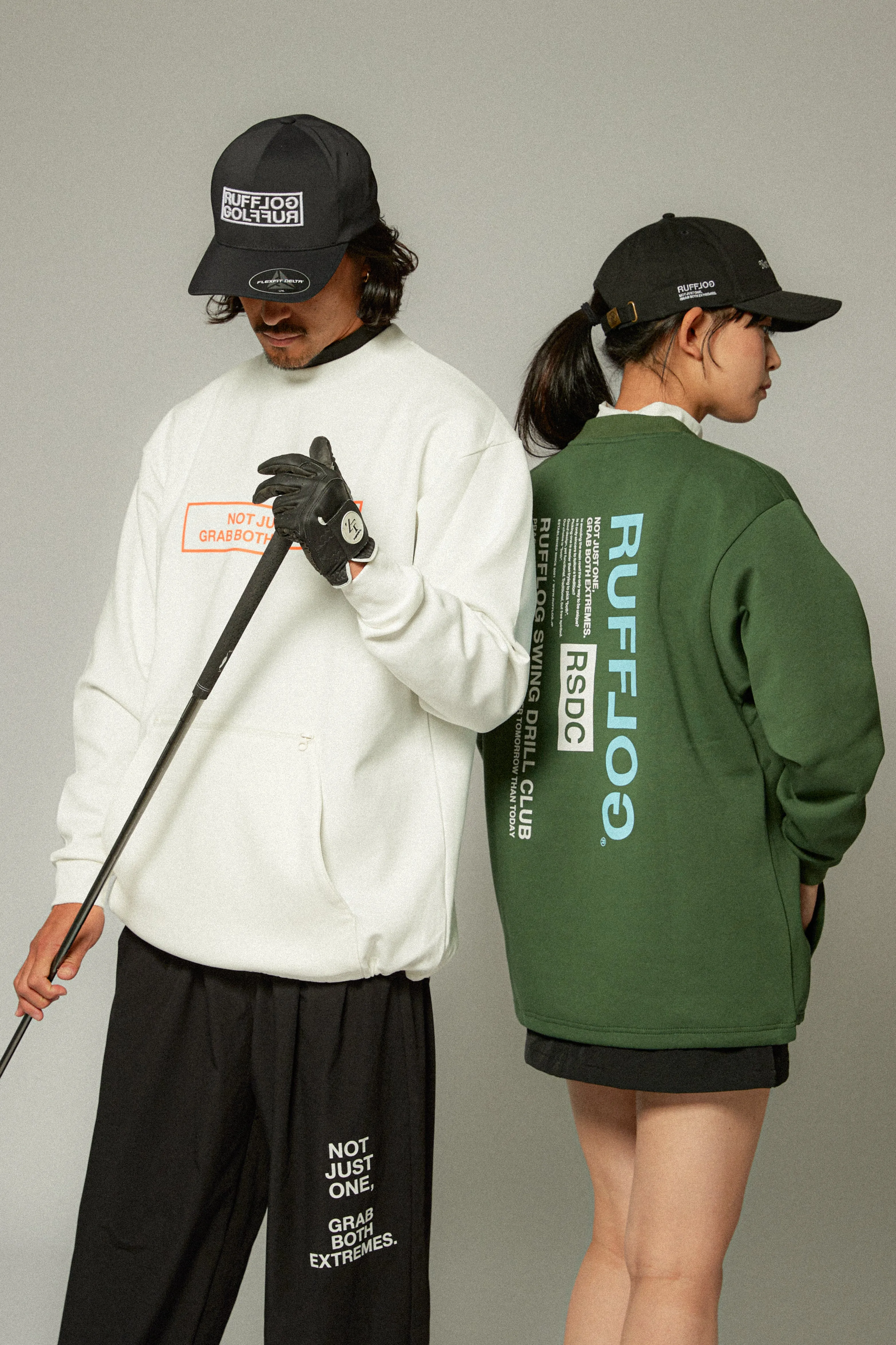 FRONT ZIP PK RUFFLOG CREW SWEAT WHITE
