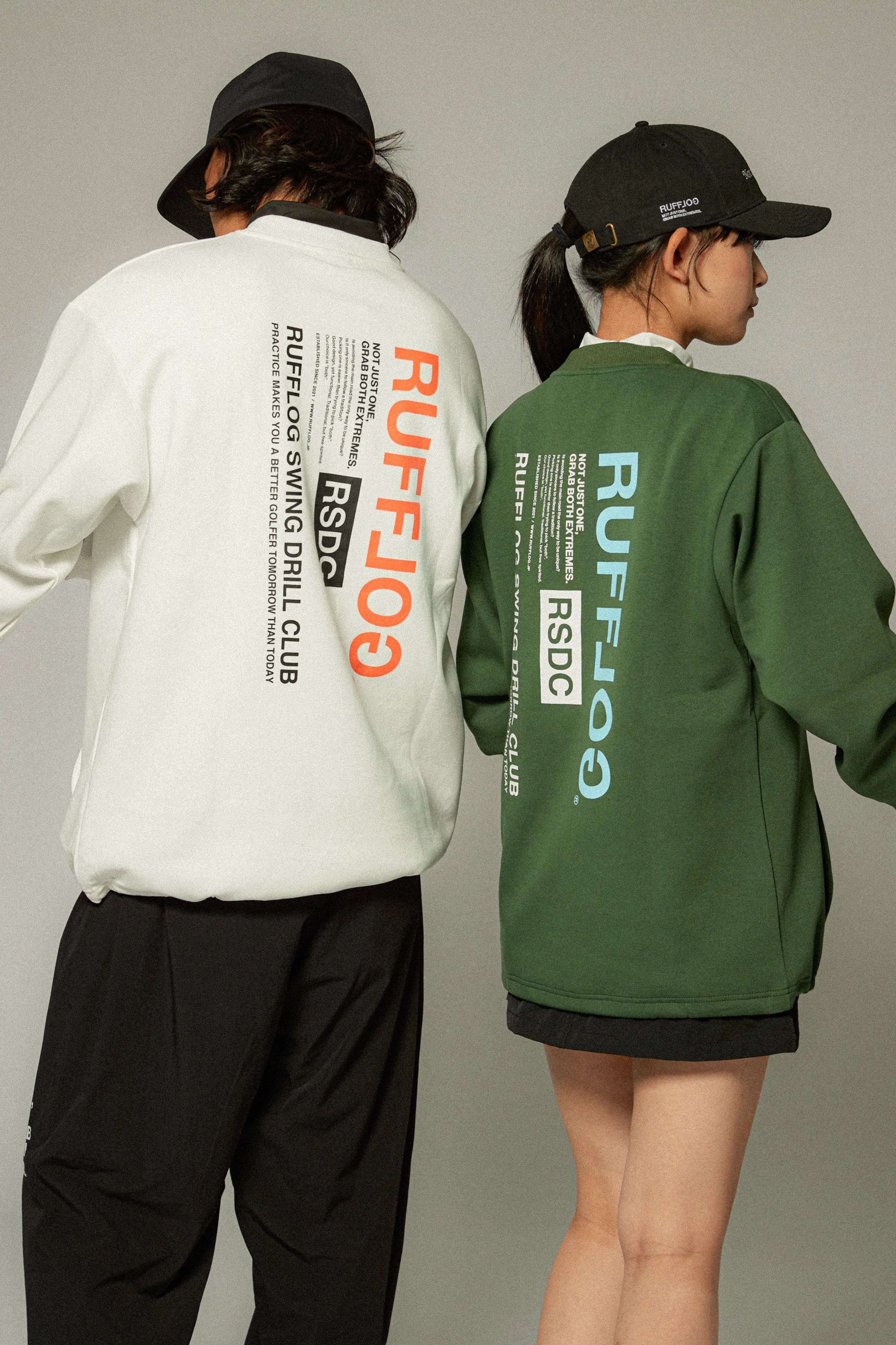 FRONT ZIP PK RUFFLOG CREW SWEAT WHITE