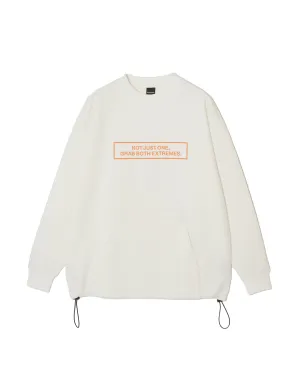 FRONT ZIP PK RUFFLOG CREW SWEAT WHITE