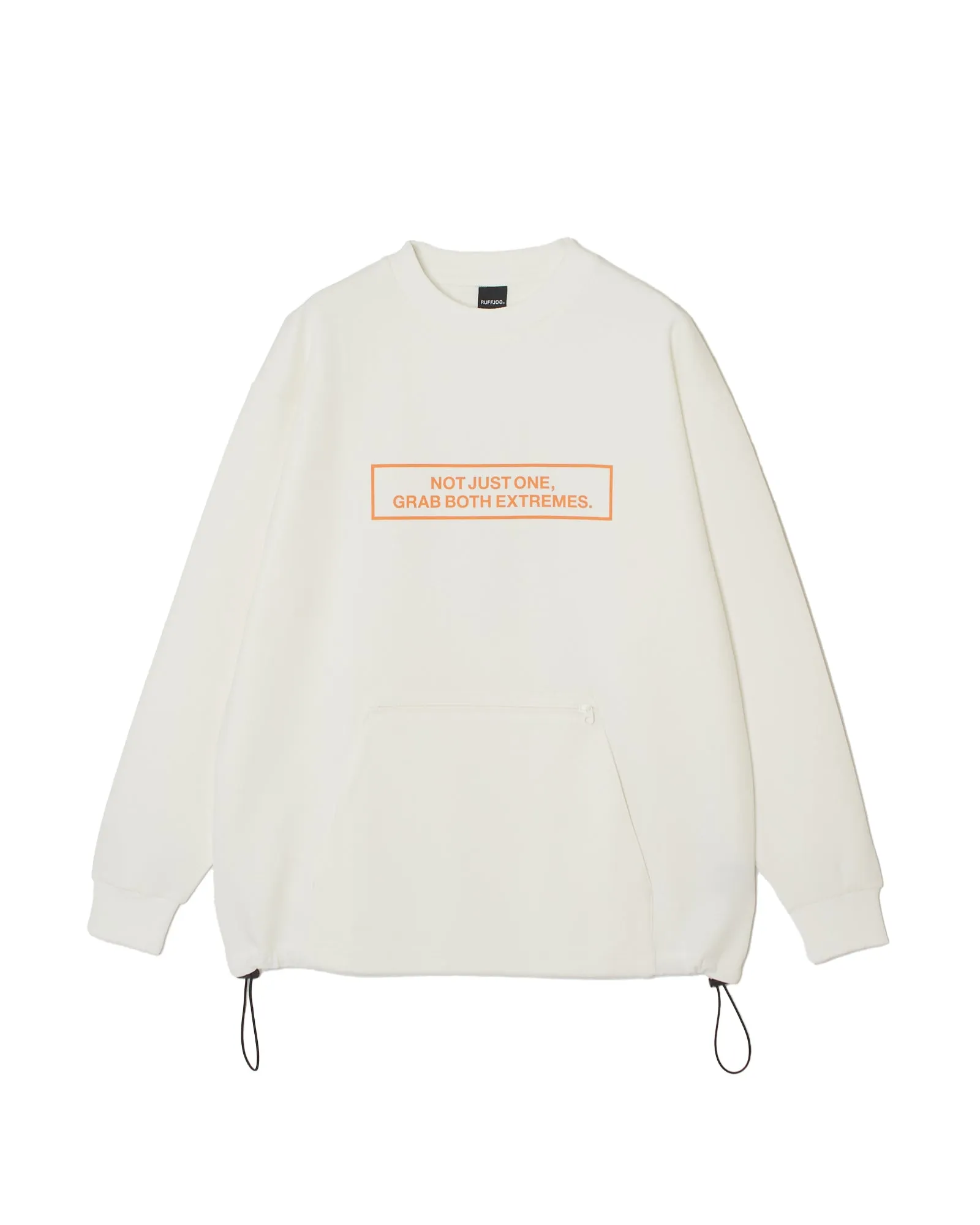 FRONT ZIP PK RUFFLOG CREW SWEAT WHITE