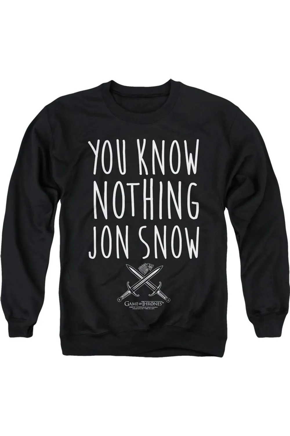 Game Of Thrones You Know Nothing Jon Snow Adult Crewneck Sweatshirt