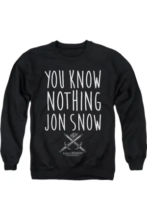 Game Of Thrones You Know Nothing Jon Snow Adult Crewneck Sweatshirt