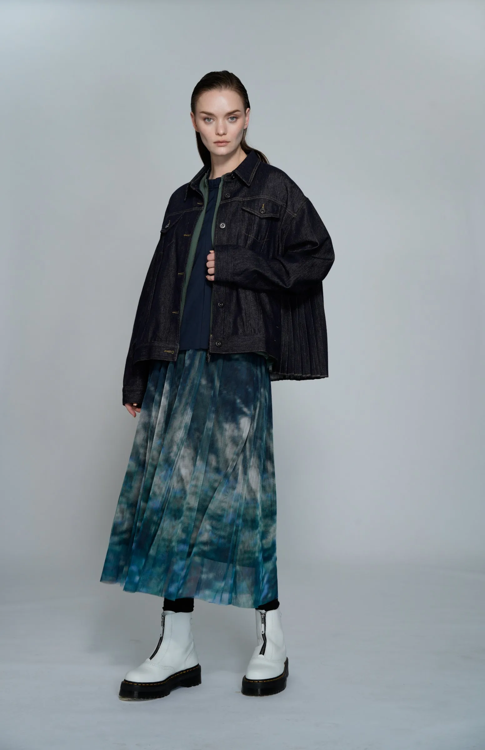 Garden Print Mesh Maxi Flare Skirt Clothing_Atsuro-Tayama