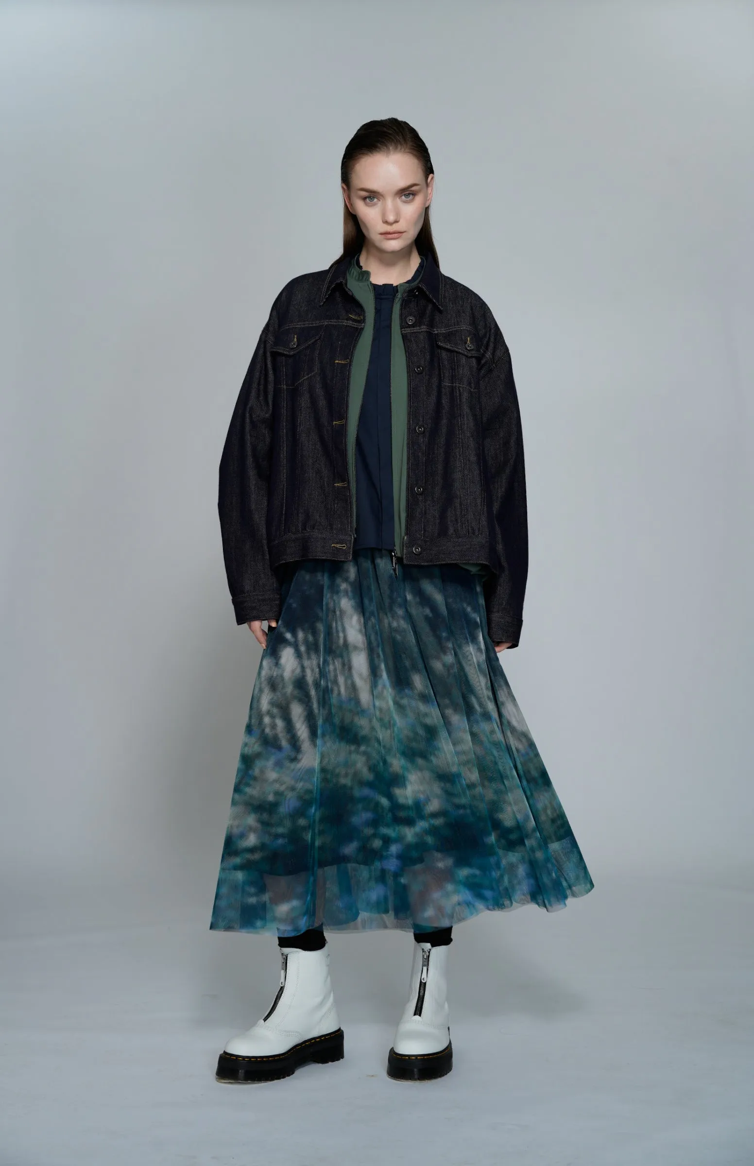 Garden Print Mesh Maxi Flare Skirt Clothing_Atsuro-Tayama