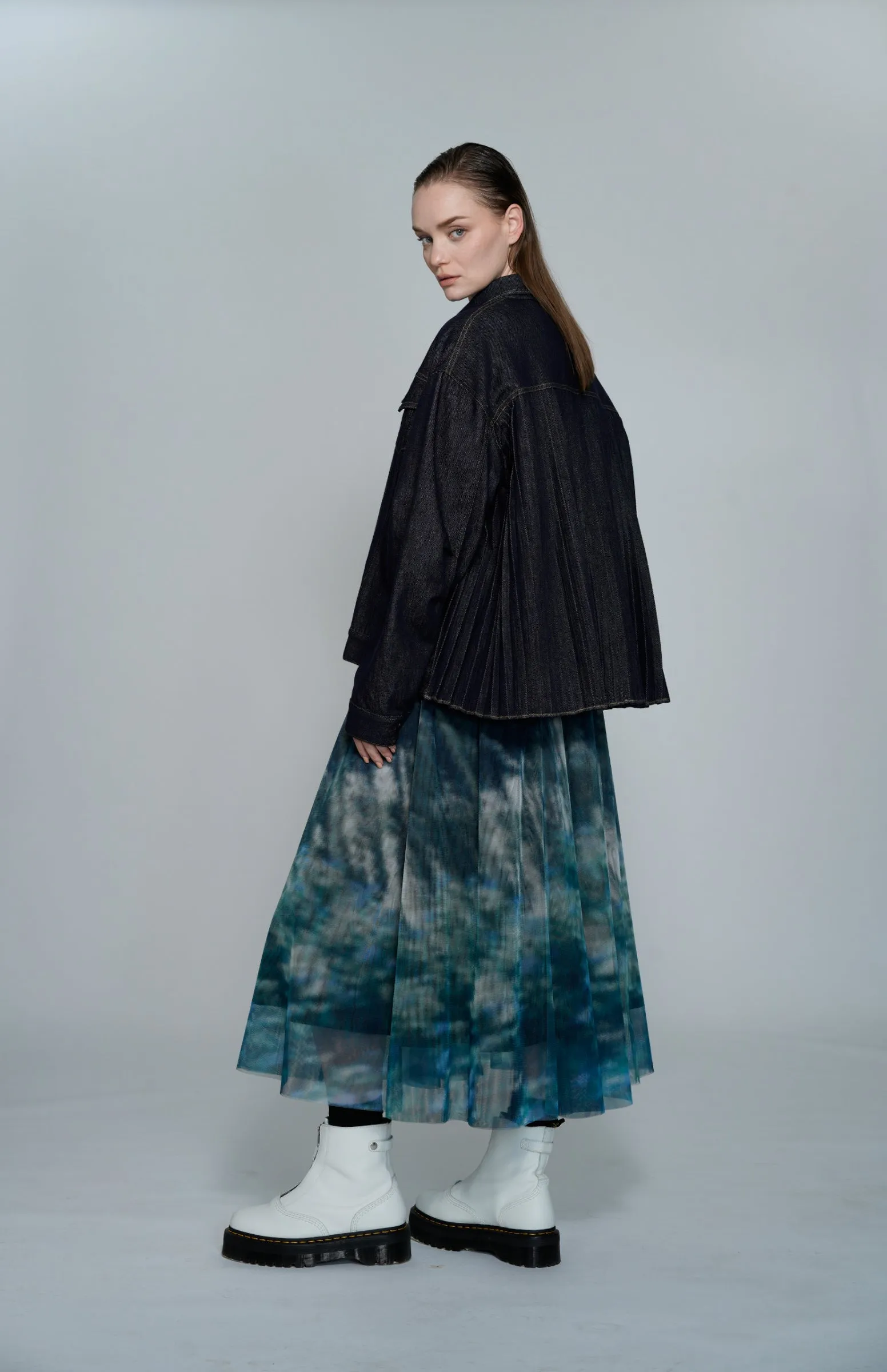 Garden Print Mesh Maxi Flare Skirt Clothing_Atsuro-Tayama