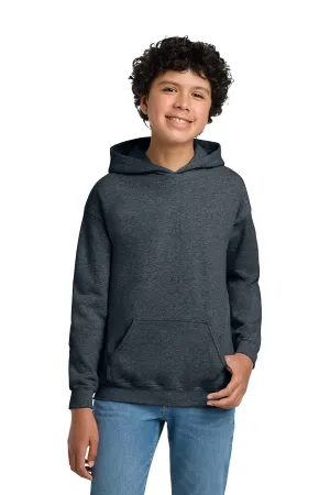 Gildan Youth Pill Resistant Hooded Sweatshirt Hoodie w/ Pouch Pocket - Heather Dark Grey