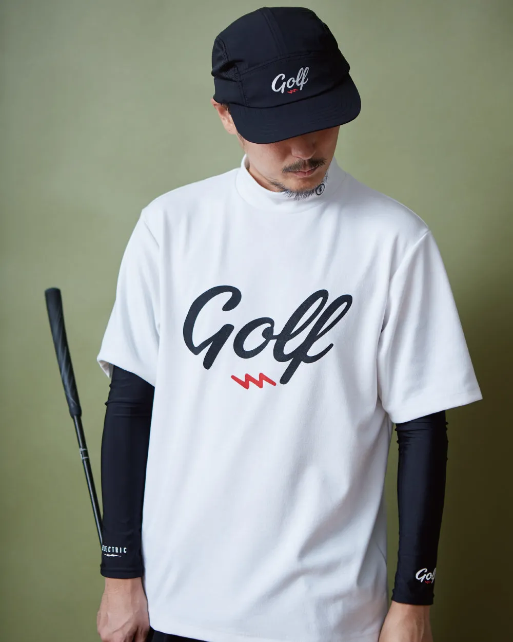 GOLF LOGO MOCK NECK S/S TEE WHITE