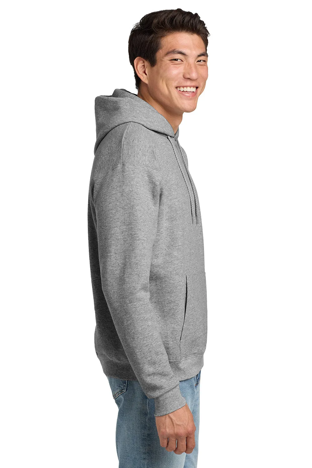 Hanes Mens EcoSmart Print Pro XP Pill Resistant Hooded Sweatshirt Hoodie w/ Pouch Pocket - Light Steel Grey