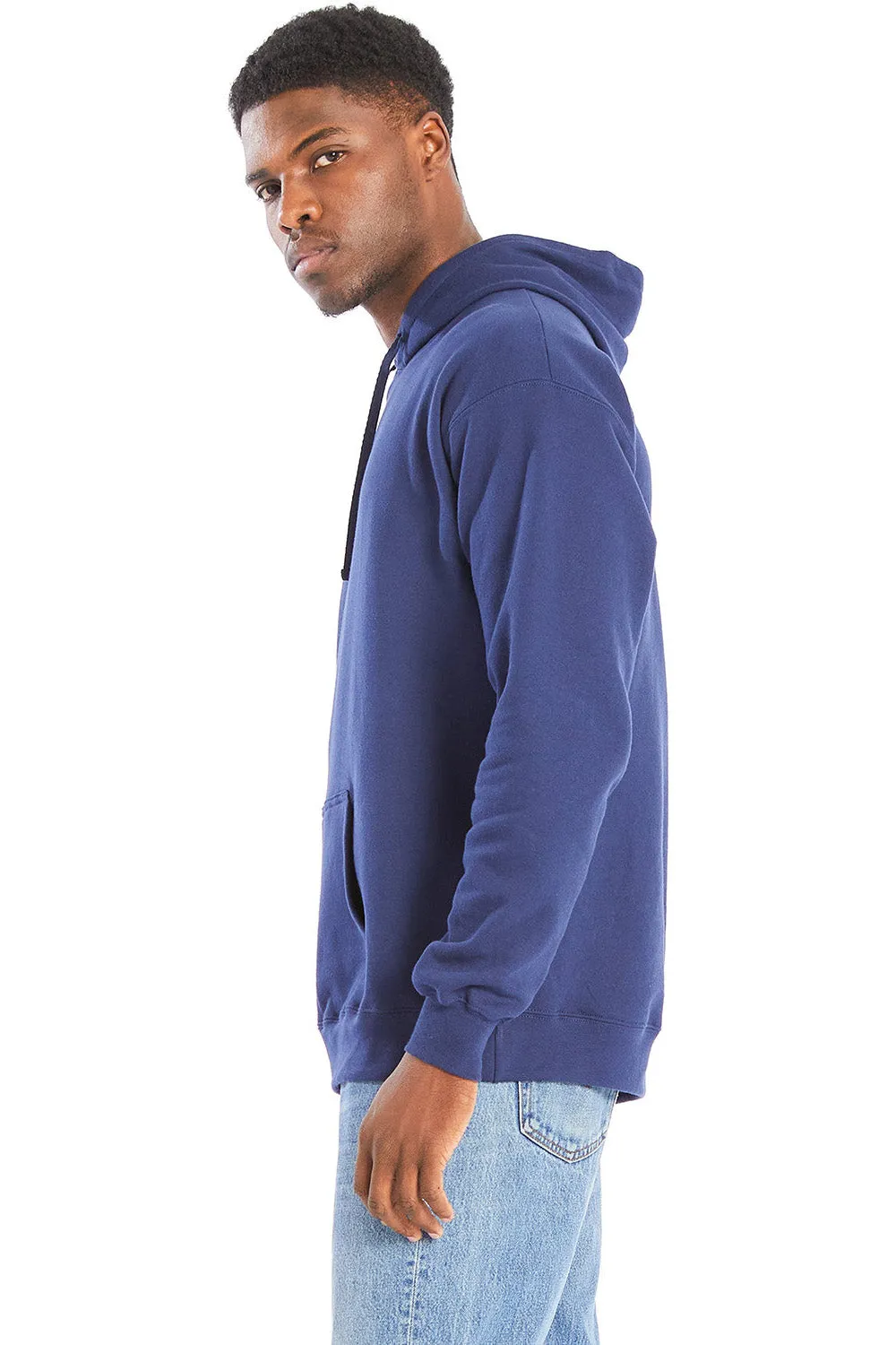Hanes Mens Perfect Sweats Hooded Sweatshirt Hoodie w/ Pouch Pocket - Navy Blue