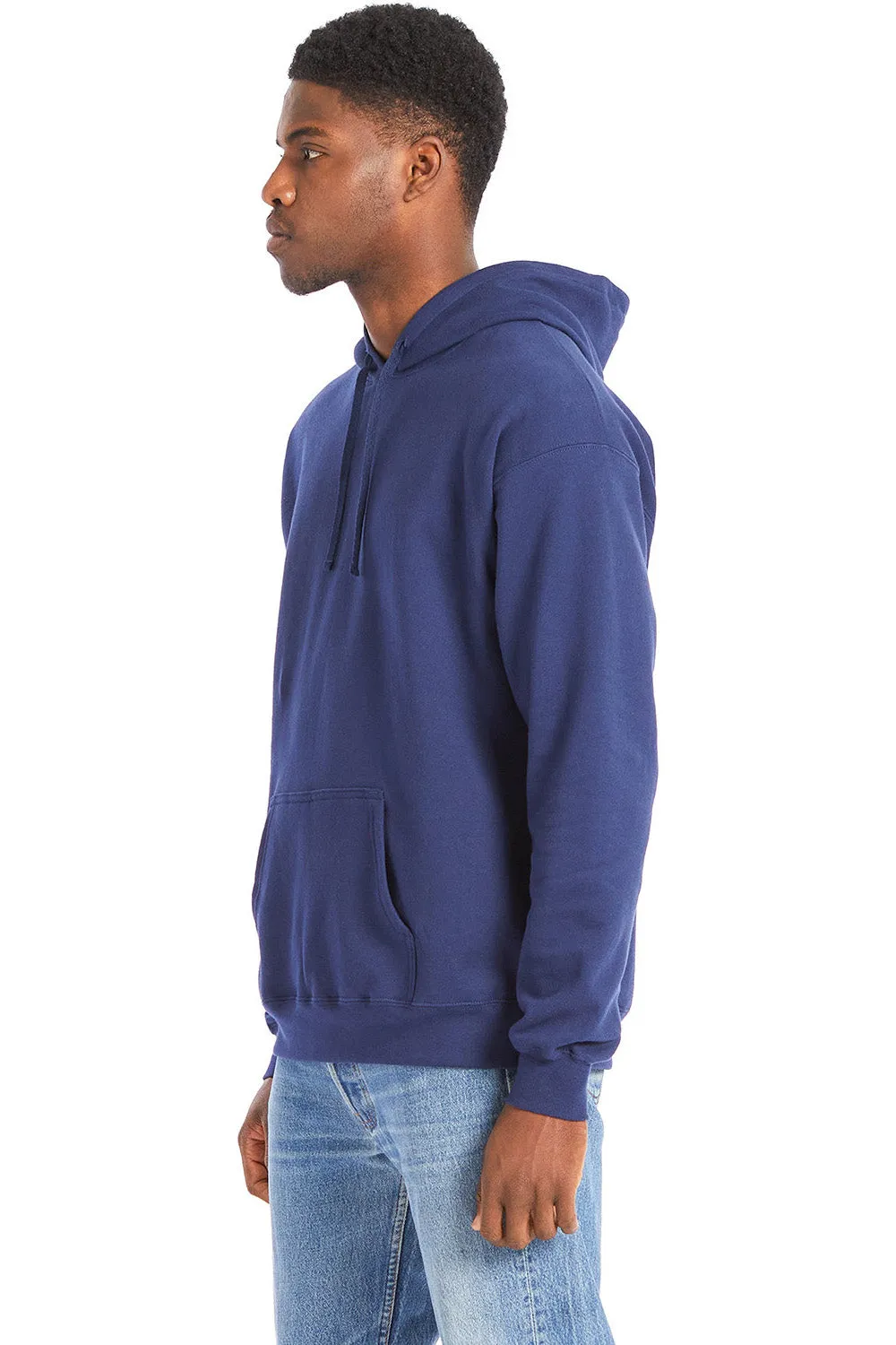 Hanes Mens Perfect Sweats Hooded Sweatshirt Hoodie w/ Pouch Pocket - Navy Blue