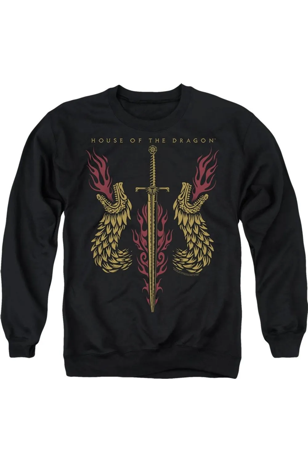 House Of The Dragon Sword And Dragon Heads Adult Crewneck Sweatshirt
