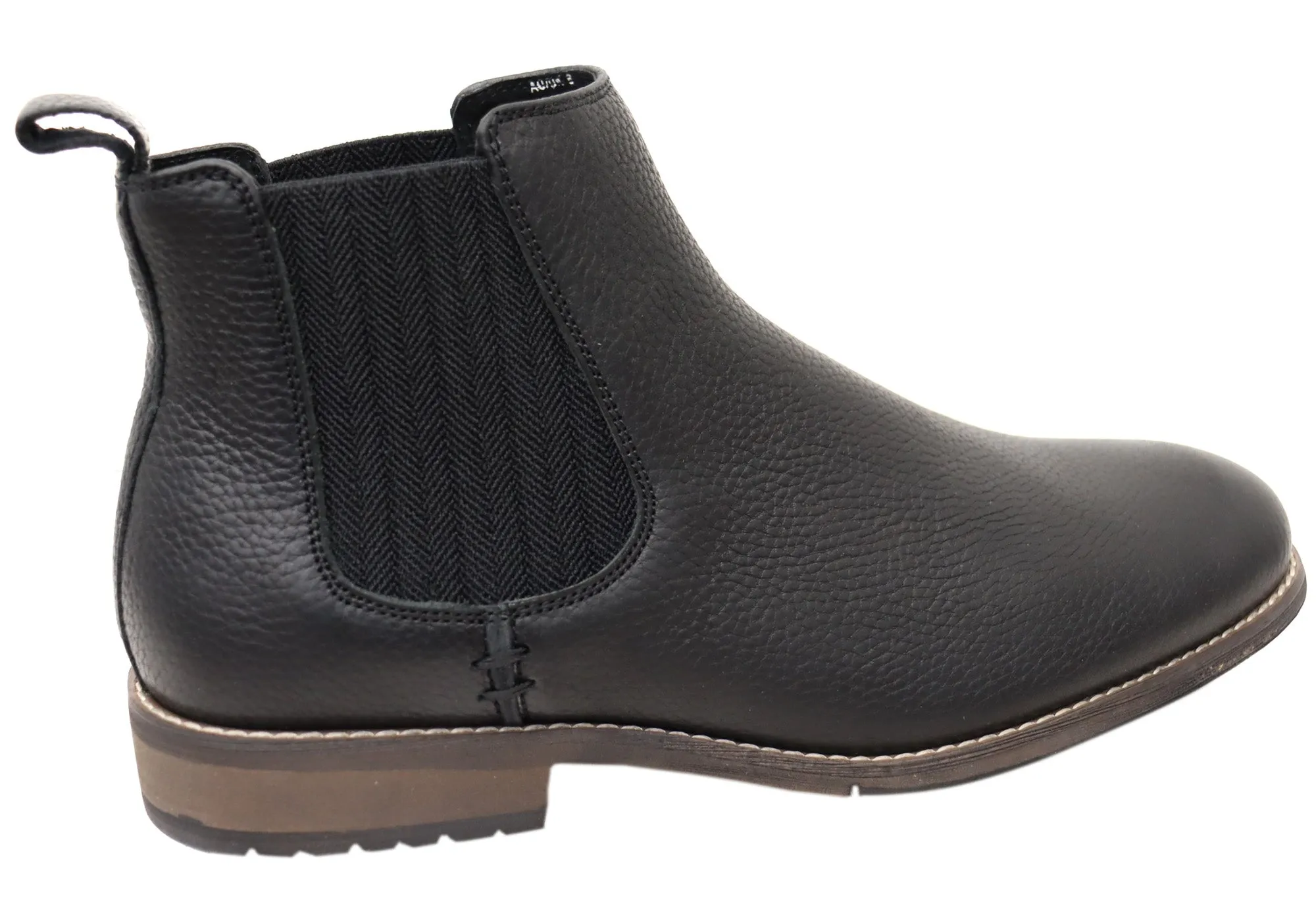 Hush Puppies Fin Mens Comfortable Wide Width Leather Chelsea Boots Hush Puppies Shoes