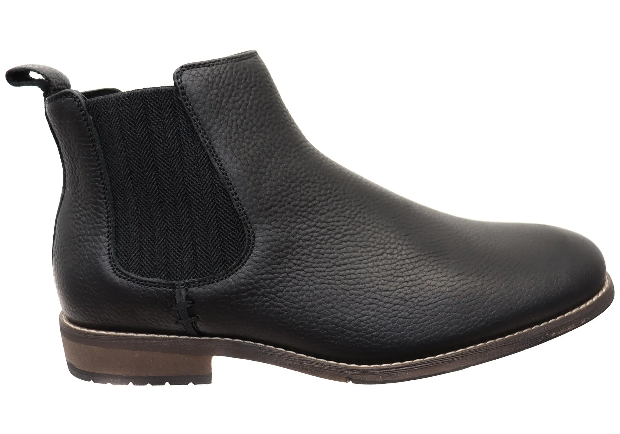 Hush Puppies Fin Mens Comfortable Wide Width Leather Chelsea Boots Hush Puppies Shoes