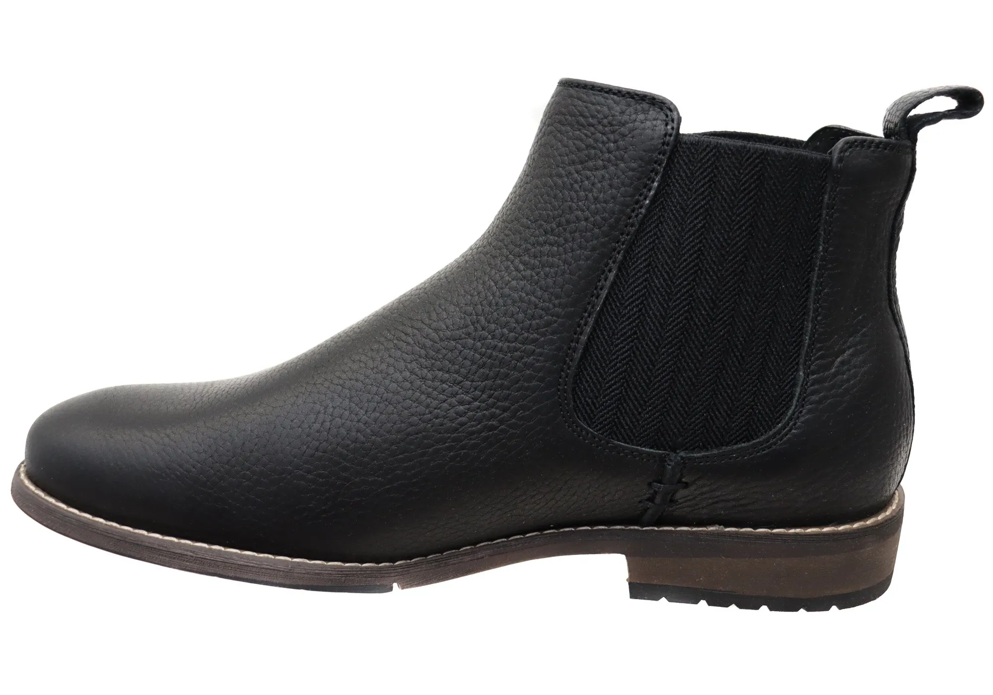 Hush Puppies Fin Mens Comfortable Wide Width Leather Chelsea Boots Hush Puppies Shoes
