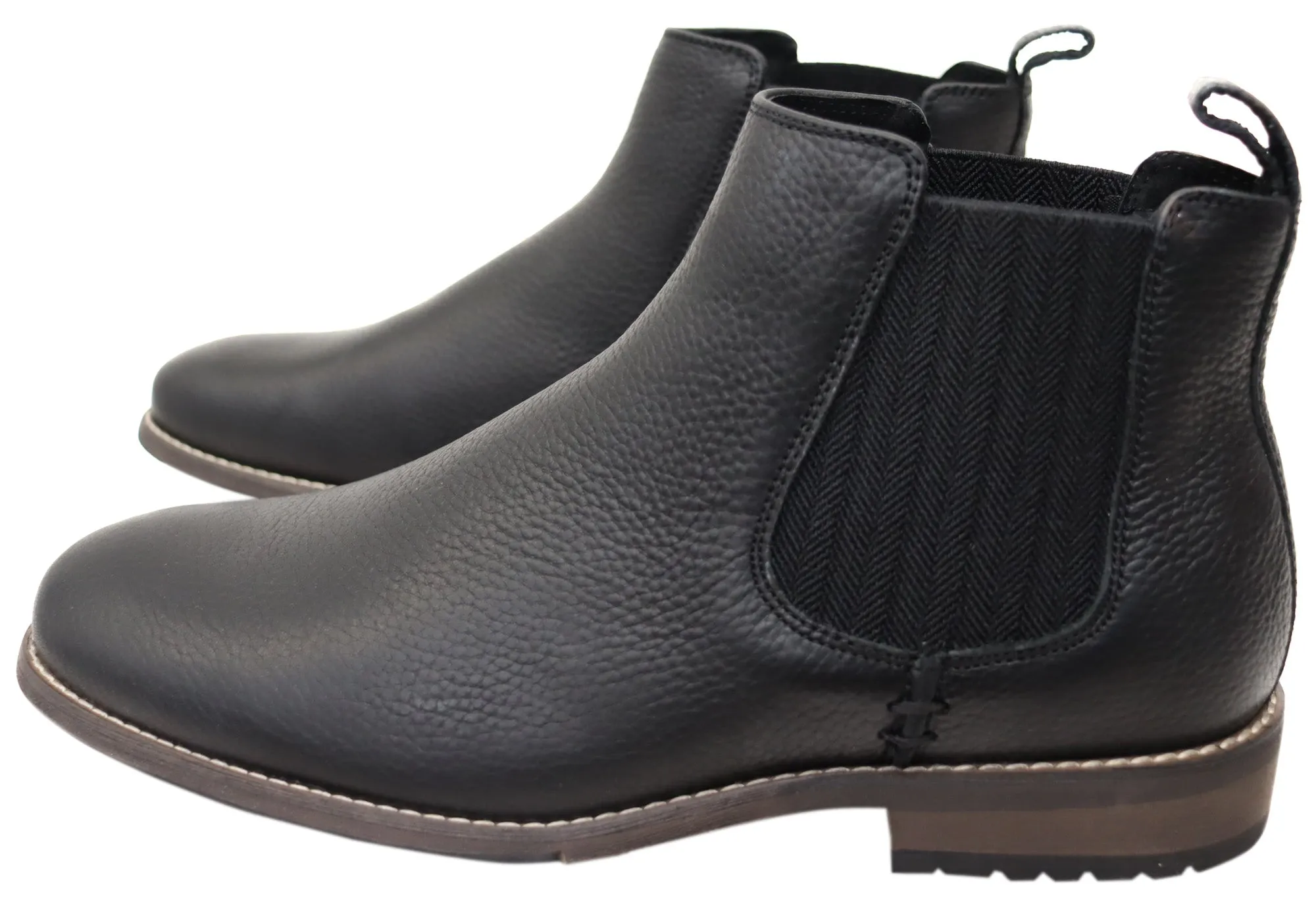 Hush Puppies Fin Mens Comfortable Wide Width Leather Chelsea Boots Hush Puppies Shoes