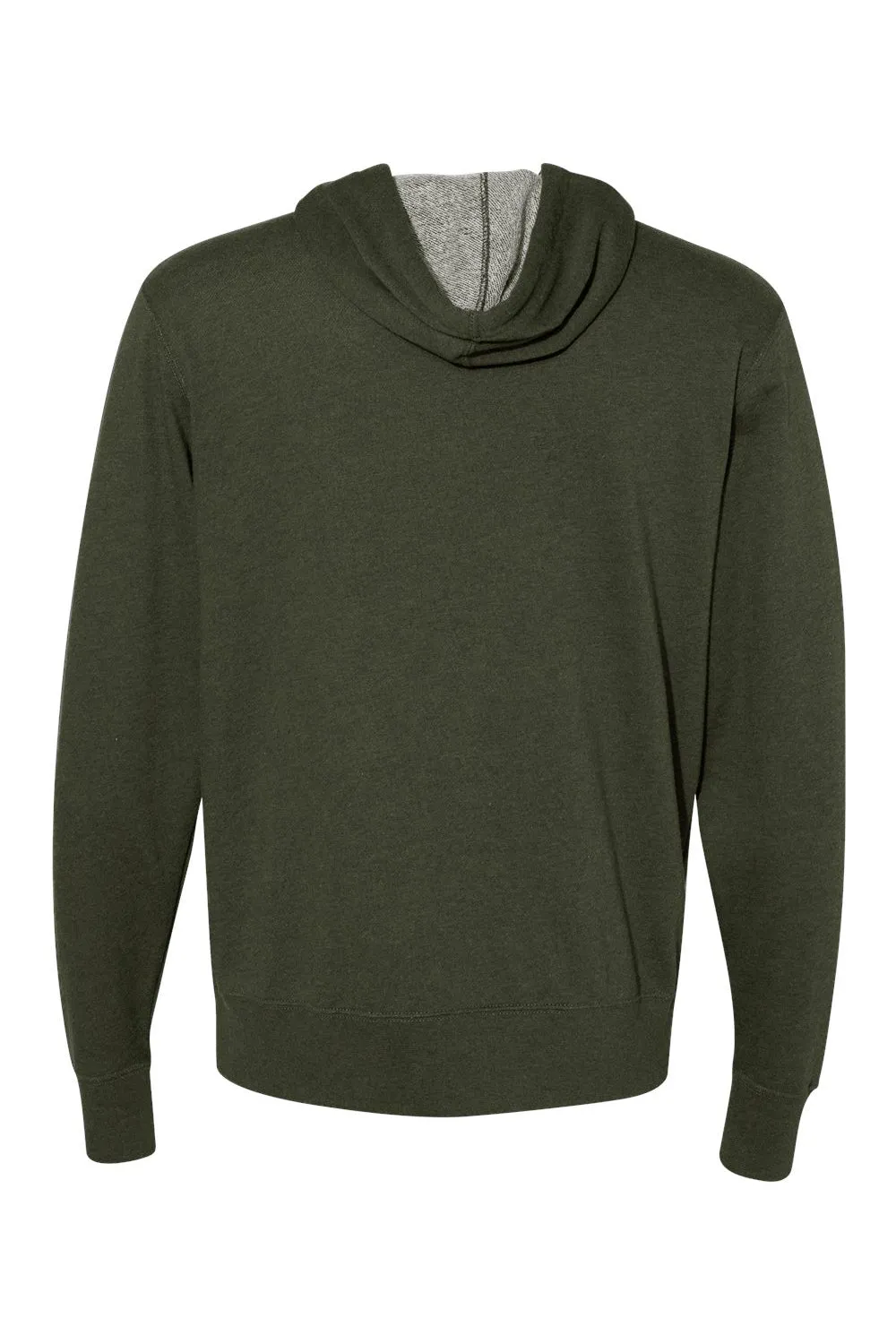Independent Trading Company Mens French Terry Full Zip Hooded Sweatshirt Hoodie w/ Pockets - Heather Olive Green
